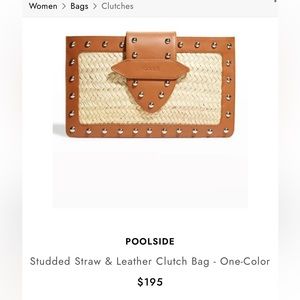 NWT Poolside straw & leather studded clutch